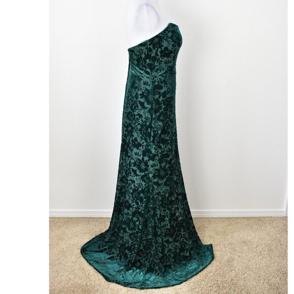 Mori Lee Strapless Floral Velvet Bridesmaid Dress - 8/10 - Picture 5 of 11